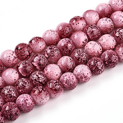 Transparent Baking Paint Glass Beads Strands DGLA-N009-8mm-03-1