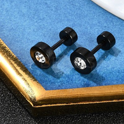 Flat Round Crystal Rhinestone Ear Fake Plugs EJEW-H105-21EB-B-1