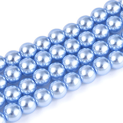 Baking Paint Pearlized Glass Pearl Round Bead Strands HY-Q330-8mm-24-1