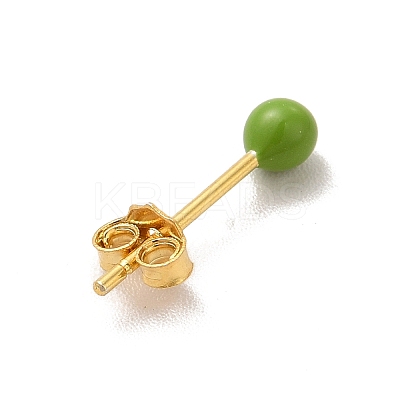 Enamel Round Ball Stud Earrings LS-EJEW-C020-01G-08-1