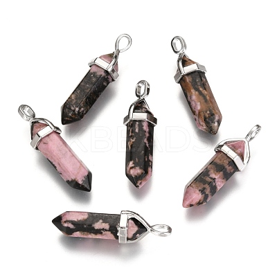 Natural Rhodonite Double Terminated Pointed Pendants G-F295-05D-1