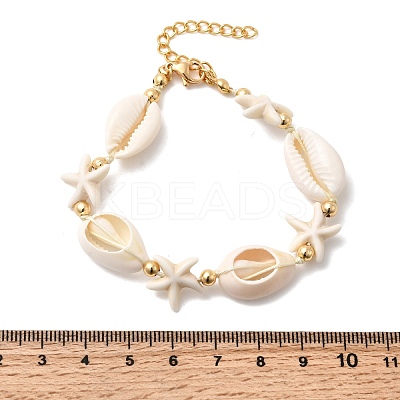 Starfish Couch Shell Beaded Bracelets for Women BJEW-F520-05G-1