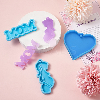 6Pcs 6 Style Mother's Day Theme DIY Pendants Silicone Molds DIY-BG0001-37-1