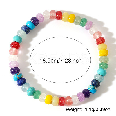 Natural Mixed Gemstone Abacus Beads Stretch Bracelets for Women VF0699-1