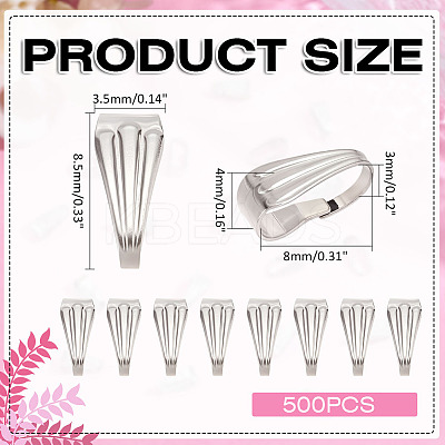 500Pcs 304 Stainless Steel Snap on Bails STAS-ME0002-31-1