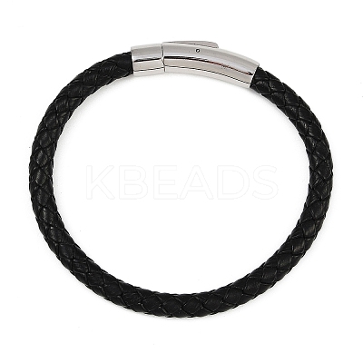 Leather Braided Cord Bracelet with 304 Stainless Steel Clasp for Men Women BJEW-C021-15-1