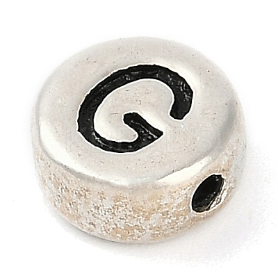 925 Sterling Silver Flat Round with Letter Beads STER-G044-01AS-G-1