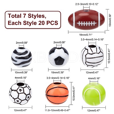 140Pcs 7 Styles Opaque Acrylic Beads SACR-PH0006-09-1