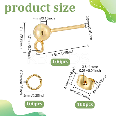 100Pcs 304 Stainless Steel Ball Stud Earring Findings DIY-UN0004-36-1