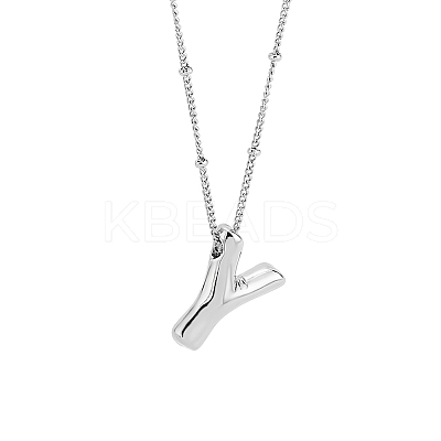 1pc Brass Chain with Alloy Letter Pendants Necklaces NJEW-LP0001-41Y-P-1