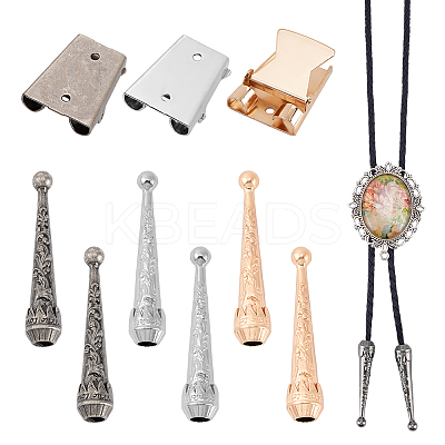 6Pcs 3 Colors Retro Alloy Cord Ends FIND-GA0004-76-1