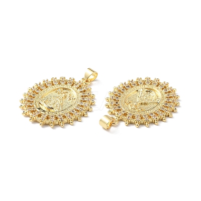 Rack Plating Brass Micro Pave Cubic Zirconia Pendants KK-F852-09G-1