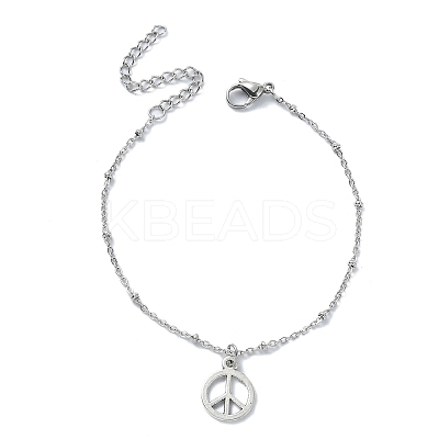 Alloy Peace Sign Charm Bracelet BJEW-JB09785-1