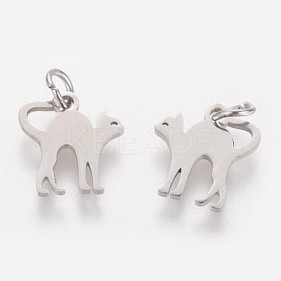 Non-Tarnish 201 Stainless Steel Kitten Pendants LS-STAS-S105-T465S-1