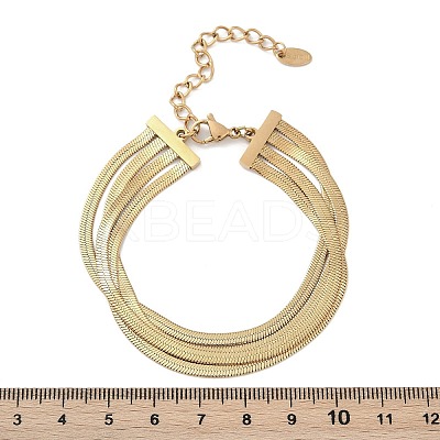 304 Stainless Steel Snake Chain Multi-Strand Bracelets For Women BJEW-Z095-01A-G-1