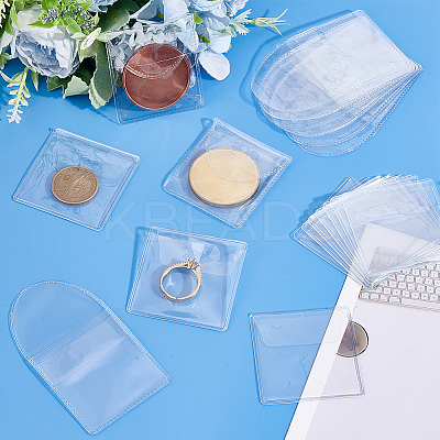 100Pcs 2 Styles Dustproof PVC Commemorative Coin Storage Envelope Bags for Jewelry ABAG-PH0001-49-1