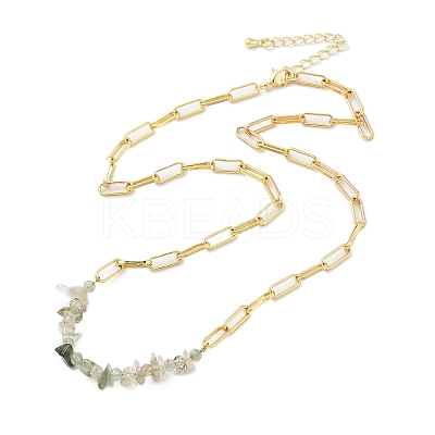 Natural Prehnite Chip Beaded Necklaces NJEW-C070-04G-04-1