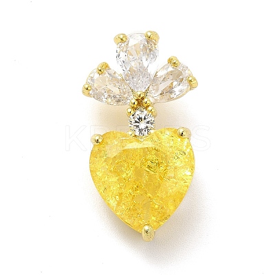Brass Micro Pave Clear Cubic Zirconia Pendants KK-I695-070G-02-1