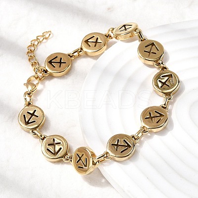 12 Constellations 304 Stainless Steel Link Chain Bracelets BJEW-I239-01G-07-1