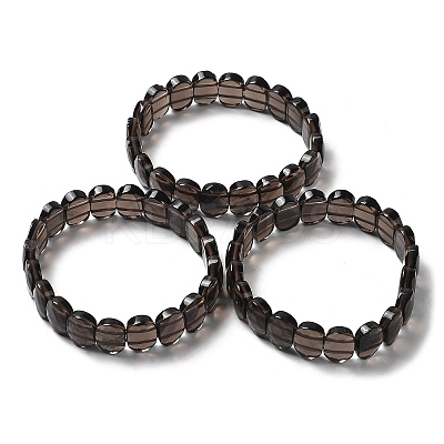 Natural Smoky Quartz Beaded Stretch Bracelet G-E010-01-07-1
