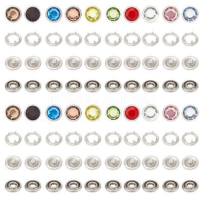 20 Sets 10 Colors 4Pcs Brass & Resin Snap Button BUTT-OC0001-56-1