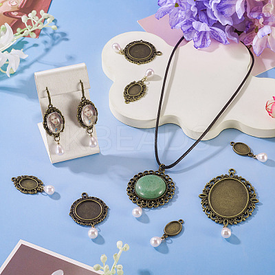 10Pcs 5 Style Alloy Pendant Cabochon Settings HJEW-TAC0119-1