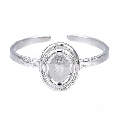 Non-Tarnish 304 Stainless Steel Open Cuff Finger Ring Cabochon Settings LS-STAS-T060-11P-1