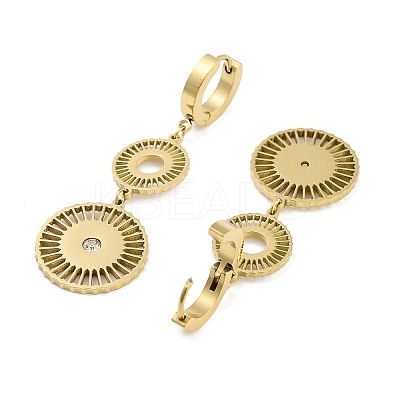 Flat Round 304 Stainless Steel Dangle Earrings EJEW-L283-059G-1