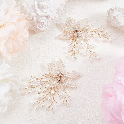 ABS Plastic Imitation Pearl Beaded Flower Wedding Shoe Decorations FIND-WH0126-71G-1