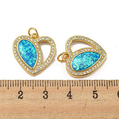 Valentine's Day Brass Micro Pave Cubic Zirconia with Synthetic Opal Pendants KK-D096-02E-G-1