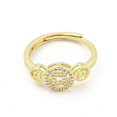 Brass Micro Pave Cubic Zirconia Adjustable Rings for Women RJEW-I103-036G-1