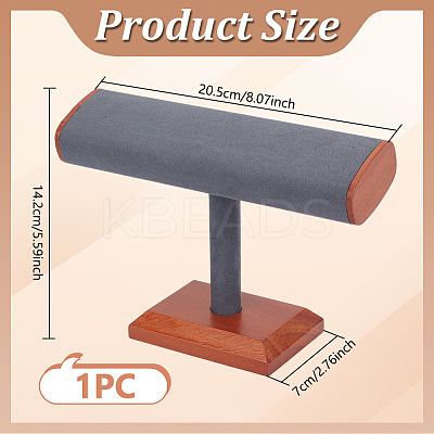 T-Shaped Bar Wood Covered with Faux Suede Bracelet Display Stands BDIS-WH0007-07B-1