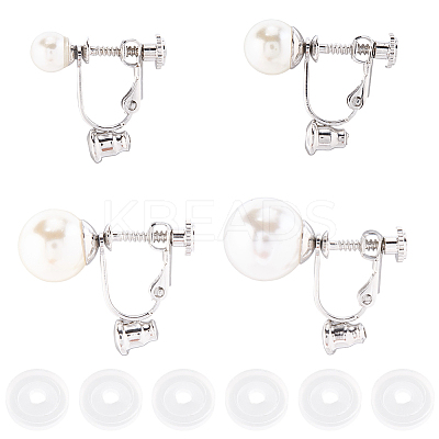24Pcs 4 Styles 316 Surgical Stainless Steel Clip-on Earring Converters Findings STAS-SC0010-35P-1
