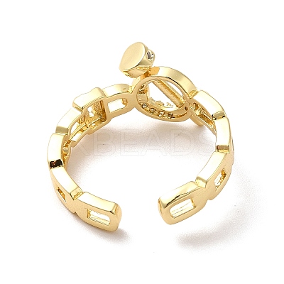 Clear Cubic Zirconia Ring with Nail Open Cuff Ring RJEW-C041-14G-1