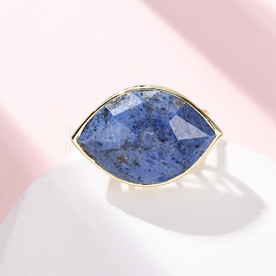 Horse Eye Natural Gemstone Cuff Rings RJEW-M076-04G-1