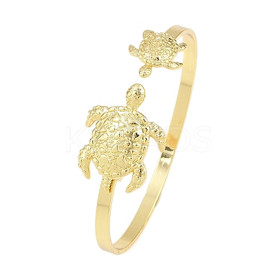 Marine Organism Brass Cuff Bangles for Women BJEW-D368-03J-G-1