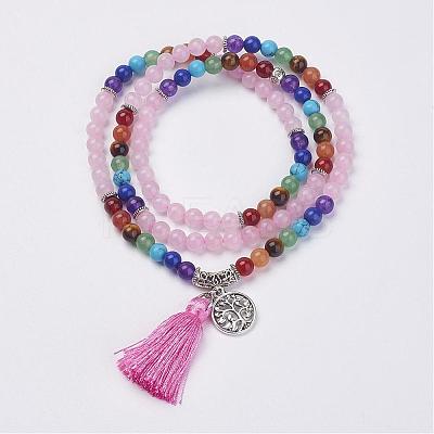 Natural Gemstone Beads Necklaces NJEW-F147-B07-1