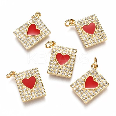 Brass Micro Pave Clear Cubic Zirconia Pendants ZIRC-B002-30G-C-1