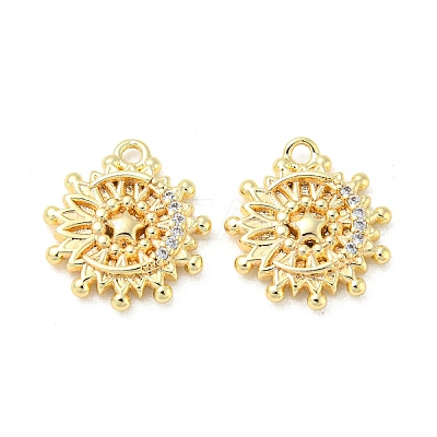 Brass Micro Pave Clear Cubic Zirconia Charms KK-H460-28G-1