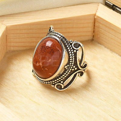 Natural Red Jasper Adjustable Rings RJEW-I108-02AS-06-1