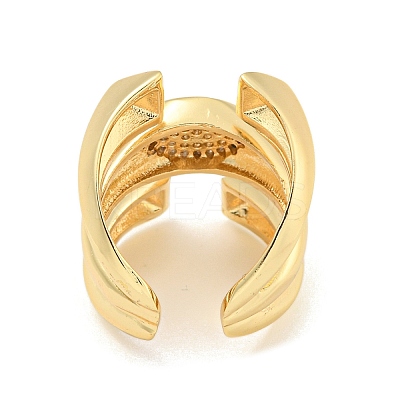 Oval Clear Cubic Zirconia Open Cuff Ring RJEW-L121-039G-1