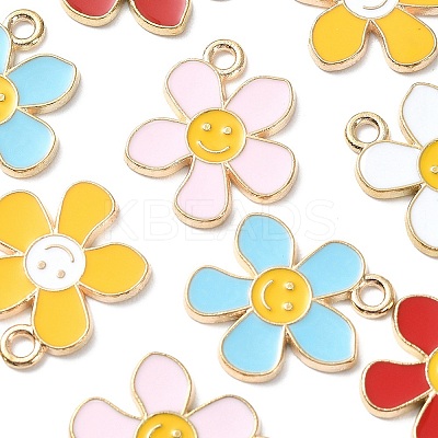 10Pcs 5 Colors Alloy Enamel Pendants ENAM-YW0002-96-1