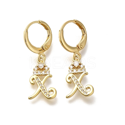 Brass Clear Cubic Zirconia Hoop Earrings EJEW-M045-01X-1