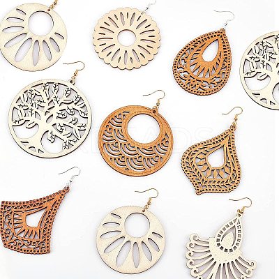 DIY Wooden Dangle Earring Making Kits DIY-NB0005-49-1