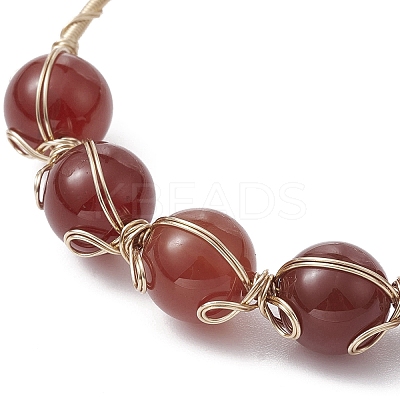 Natural & Synthetic Mixed Gemstone Round Beaded Bangle BJEW-JB09591-1