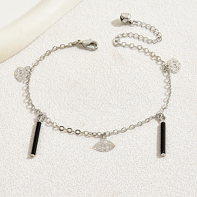 Fashionable Casual Brass Evil Eye Charms Tassel Anklet for Women MG6540-1