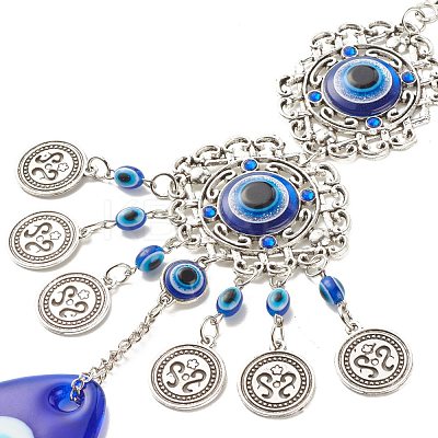Teardrop Glass Turkish Blue Evil Eye Pendant Decoration HJEW-I008-03AS-1