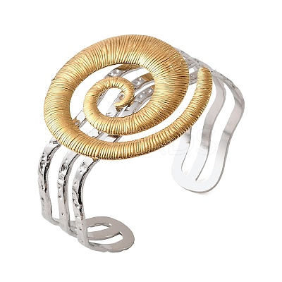 Hammered 304 Stainless Steel Multi-strand Cuff Bangles for Women BJEW-D465-02GP-1