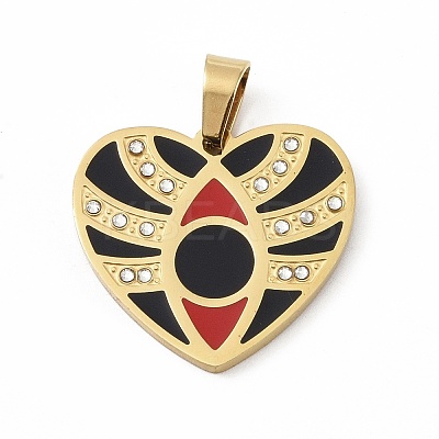 Ion Plating(IP) 304 Stainless Steel Enamel Rhinestone Pendants STAS-Q325-02F-G-1