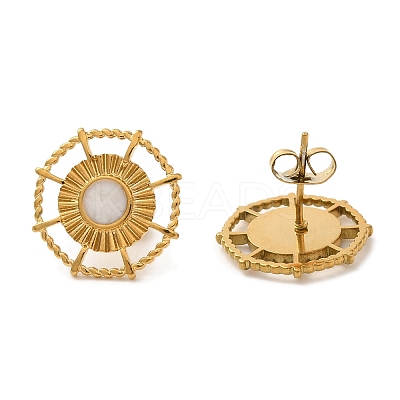 Ion Plating(IP) 304 Stainless Steel Sun Stud Earrings EJEW-C114-12B-G-1